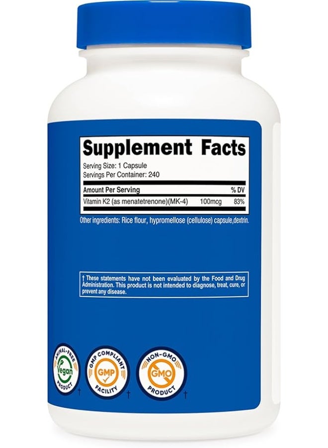 نوتريكوست، فيتامين K2 MK-4، 100 ميكروغرام، 240 كبسولة - Image 2